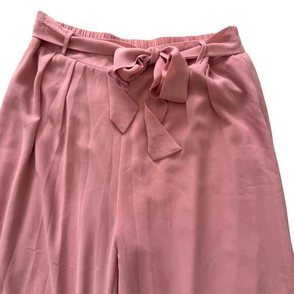 Alexander + David Chiffon Wide Leg Pants Elastic Tie Waist Dusty Rose Size Large - Picture 3 of 9